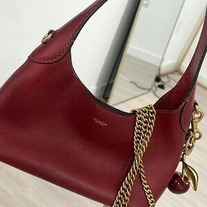 (SOLD) LIKE NEW PRELOVED CONDITION BROOKLING SHOULDER BAG 23 IN CHERRY RED